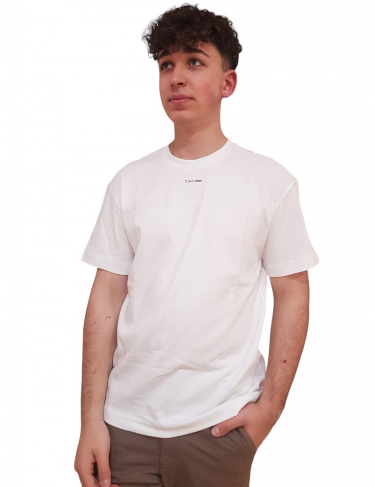 Calvin Klein t shirt uomo bianca comfort fit nano logo k10k112487-yaf